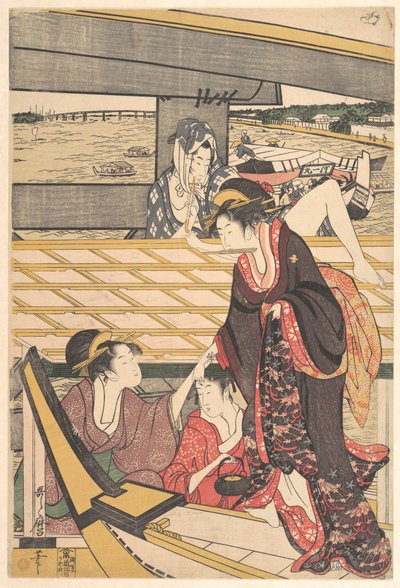 Pleasure Parties in Boats on the Sumida River under the Ryogoku Bridge by Kitagawa Utamaro