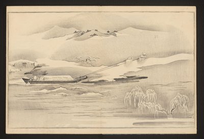 Pulling a Boat Along the River by Kitagawa Utamaro