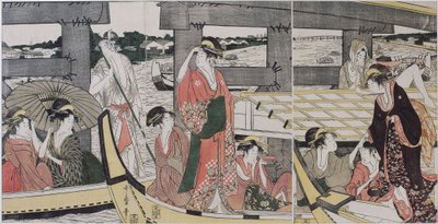 On Top and Beneath Ryogoku Bridge by Kitagawa Utamaro