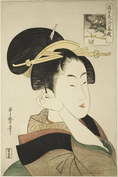 Tatsumi Roko, from the series Renowned Beauties Likened to the Six Immortal Poets by Kitagawa Utamaro