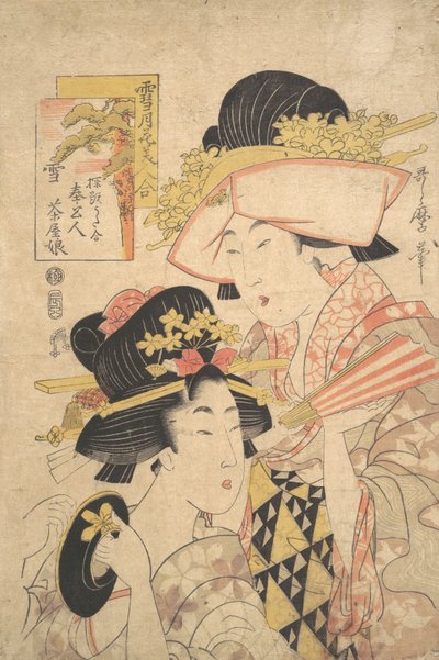 Teahouse Girl and Servant: Snow by Kitagawa Utamaro