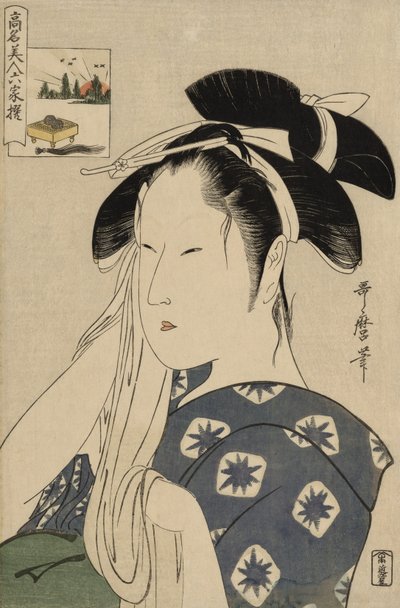 The Asahiya Widow, from the series Renowned Beauties Likened to the Six Immortal Poets by Kitagawa Utamaro