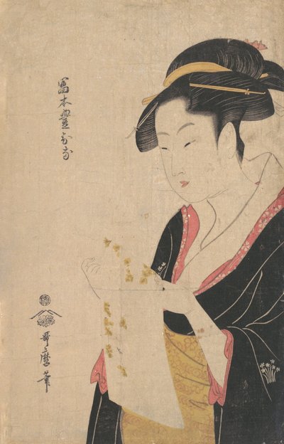 The Lady Tomimoto Toyohina Reading a Letter by Kitagawa Utamaro
