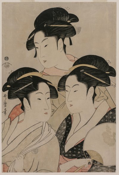 Tomimoto Toyohina, Takashimaya Ohisa, and Naniwaya Okita by Kitagawa Utamaro