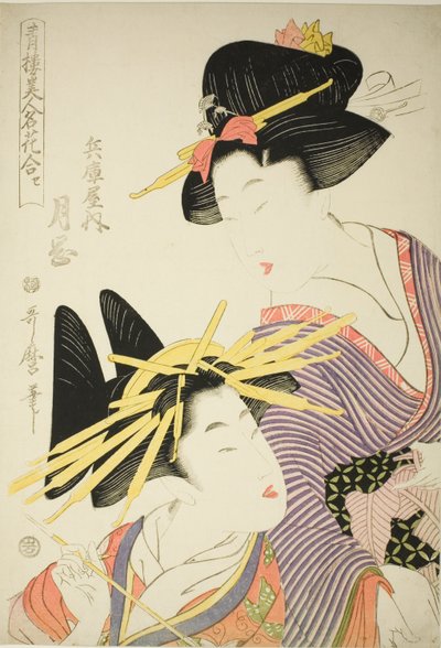 Tsukioka of the Hyogoya, from the series Seiro bijin meika awase by Kitagawa Utamaro