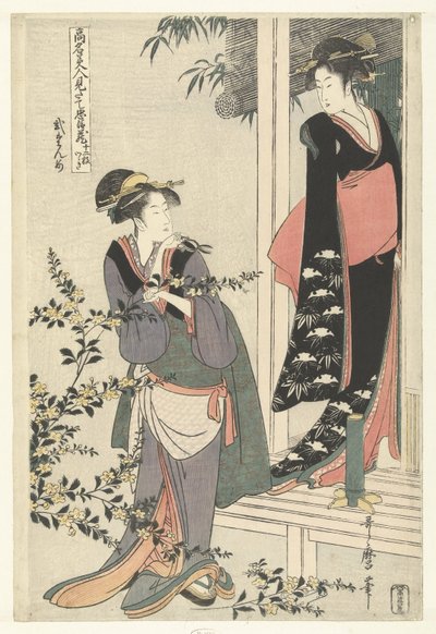 Two Women by a Blooming Yamabuki Shrub: The Second Act (Parody of the Chushingura by Famous Beauties) by Kitagawa Utamaro