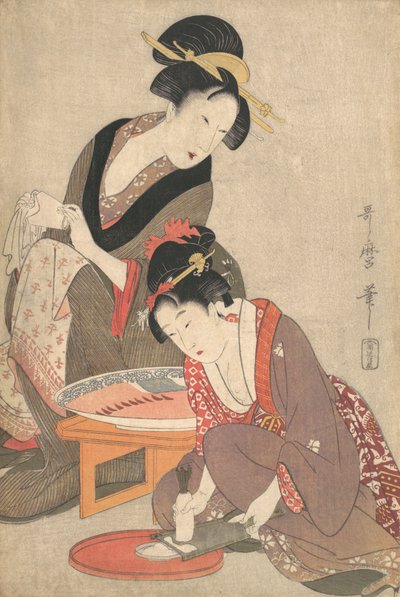 Women Preparing Sashimi by Kitagawa Utamaro