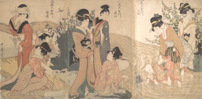 Women and Children on the Banks of a Stream by Kitagawa Utamaro