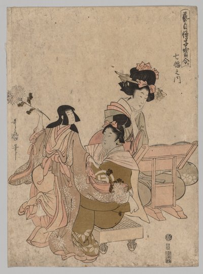 Bunraku Puppetry from the Series Competition of Precious Children Proud of their Arts, Among Seven Scrolls by Kitagawa Utamaro II