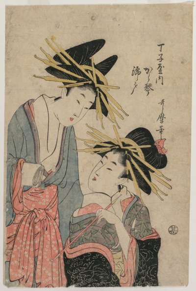 The Courtesans Karagoto and Nishikido of Chojiya by Kitagawa Utamaro II