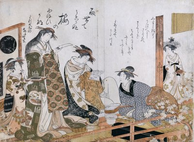 Courtesans Wearing Kimonos, Illustration from Courtesans Utagawa and Nanasato of Yotsuba House by Kitao Masanobu