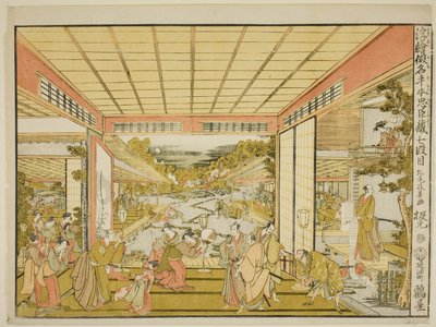 Act VII (Shichidanme), from the series "Perspective Pictures of the Storehouse of Loyal Retainers (Uki-e kanadehon Chushingura)" by Kitao Masayoshi