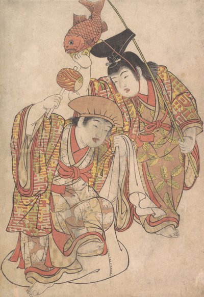 Boys Masquerading as Daikoku and Ebisu, ca. 1780 by Kitao Shigemasa