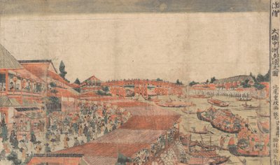 Landscape, Showing Water Festival with Lanterns by Kitao Shigemasa