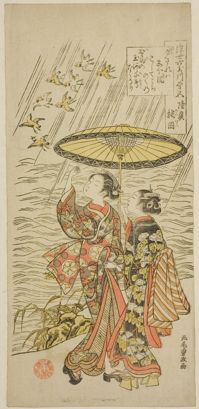 No. 5: Noda River in Mutsu Province, from the series "Six Jewel Rivers of the Floating World" by Kitao Shigemasa