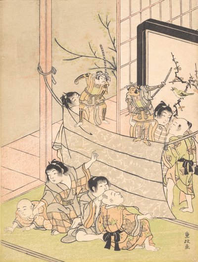Young Boys Performing a Puppet Show, ca. 1770 by Kitao Shigemasa