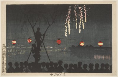 Fireworks At Ikenohata (Along The Sumida River, Tokyo) by Kiyochika Kobayashi