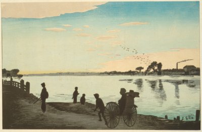 Ishihara Bridge seen from the banks of the Sumida River by Kiyochika Kobayashi