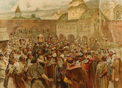 The Veche in the Republic of Novgorod by Klavdiy Vasilievich Lebedev