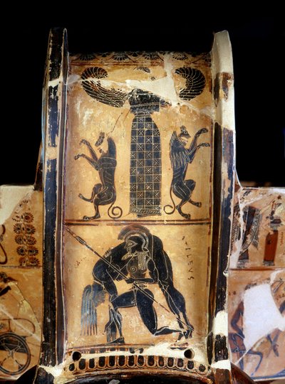 The Francois Vase: Detail of the Crater with Black Figures Depicting Achilles Dead Carried by Ajax by Kleitias Kleitias