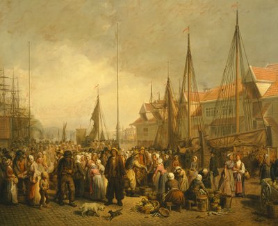 Fish Market in Bergen by Knud Bergslien