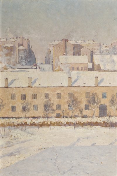 A Winter Scene. Motif from Southern Stockholm by Knut Axel Lindman