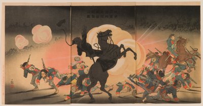 Bombarding the Enemy Camp as Our Second Army Lands at Jinzhou Fortress by Kobayashi Kiyochika