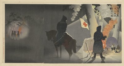 Braving the Cold, Our Troops Set Up Camp at Yingkou by Kobayashi Kiyochika