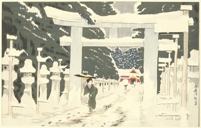 Heavy Snow at Toshogu Shrine in Ueno by Kobayashi Kiyochika