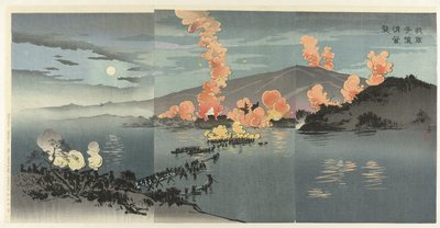 Night Attack by Our Armed Troops on the Chinese Camp at Pyongyang by Kobayashi Kiyochika