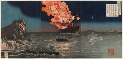 The Naval Battle of Pungdo in Korea by Kobayashi Kiyochika