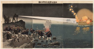 The Use of Electricity during the Attack on Pyeongyang by Kobayashi Kiyochika