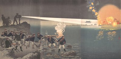 Use of Electric Light at the Time of Attack on Bingyang, Korea by Kobayashi Kiyochika