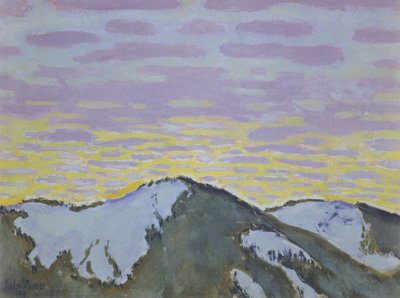 Mountain peaks with coloured clouds by Koloman Moser