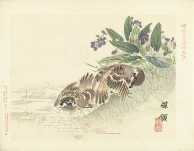 Two Sparrows (Bairei