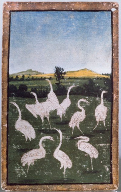Herons in a Field, One of a Set of Playing Cards Depicting Scenes of Courtly Hawking, Upper Rhein Area, c.1440-45 by Konrad Witz