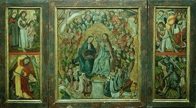 Coronation of the Virgin; Baptism of Christ; Death of St. John the Baptist; St. George Slaying the Dragon (triptych) by Konrad von Friesach