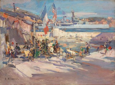 Cafe in a French Port by Konstantin Alekseevich Korovin