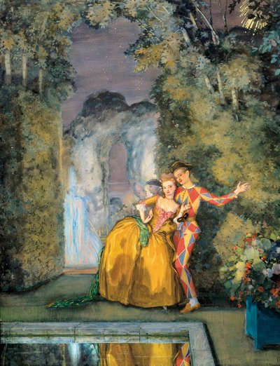 Maid with Harlequin, c. 1900 by Konstantin Andreevic Somov