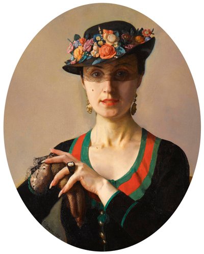 Portrait of a Lady with a Flowered Hat by Konstantin Andreevic Somov