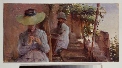 Portrait of the Sculptor Artemi Ober with His Wife by Konstantin Andreevic Somov
