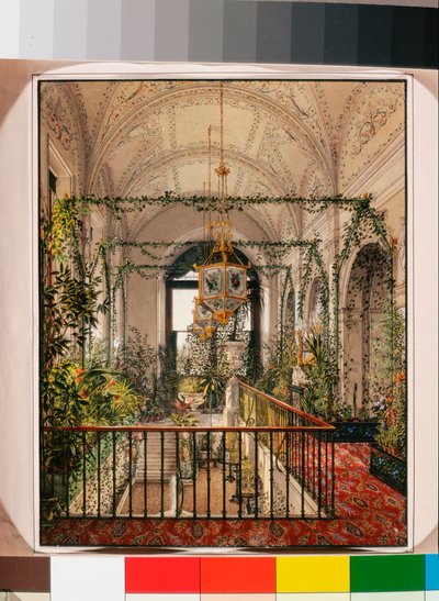 Interiors of the Winter Palace - The Small Winter Garden in the Apartments of Alexandra Fyodorovna - Watercolour on Paper by Konstantin Andreyevich Ukhtomsky (1870s) by Konstantin Andreyevich Ukhtomsky