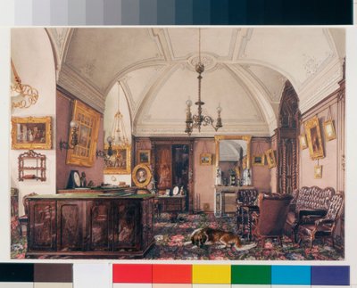 Interiors of the Winter Palace: The Study of Grand Prince Nicholas Nicolaievich (Watercolour by Konstantin Andreyevich Ukhtomsky, 1856) by Konstantin Andreyevich Ukhtomsky
