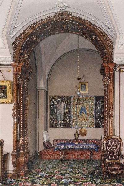 Interiors of the Winter Palace: The Alcove of the Study of Grand Prince Nicholas Nicolaievich by Konstantin Andreyevich Ukhtomsky