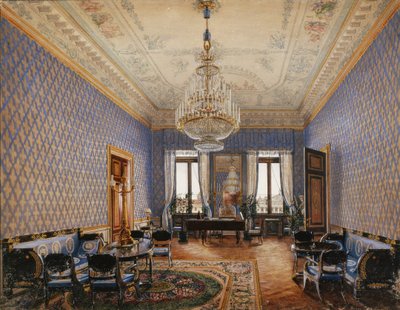 Interiors of the Winter Palace. The Drawing-Room of Grand Princess Maria Nikolayevna by Konstantin Andreyevich Ukhtomsky
