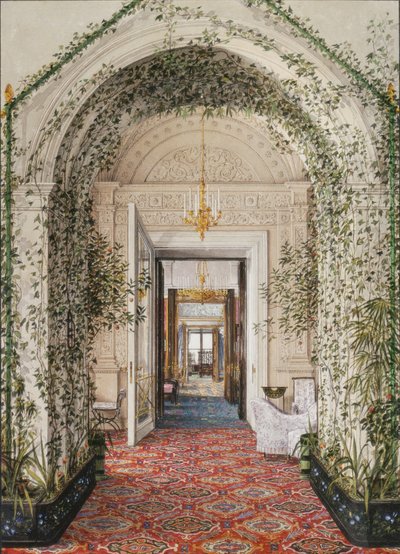 Interiors of the Winter Palace. The Small Winter Garden in the Apartments of Alexandra Fyodorovna by Konstantin Andreyevich Ukhtomsky