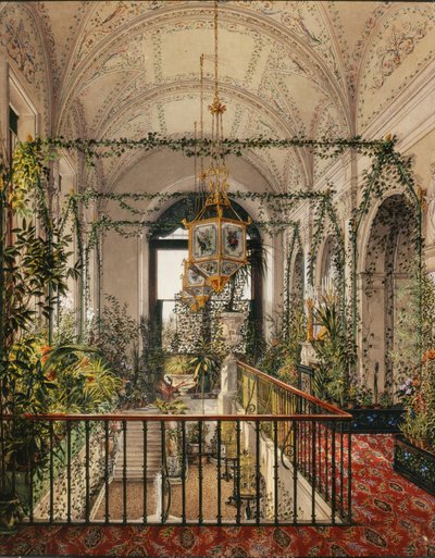 Interiors of the Winter Palace. The Small Winter Garden in the Apartments of Alexandra Fyodorovna by Konstantin Andreyevich Ukhtomsky