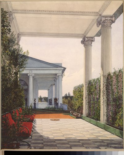 View of the Colonnade from the Chamber of Empress Maria Alexandrovna in the Great Palace of Tsarskoye Selo by Konstantin Andreyevich Ukhtomsky