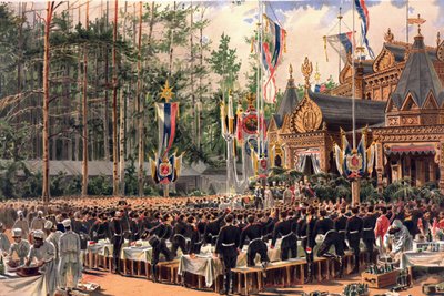 The Coronation Feast in Sokolniki (From the Coronation Album) by Konstantin Apollonovich Savitsky