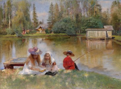Children by the Lake by Konstantin Egorovich Makovsky